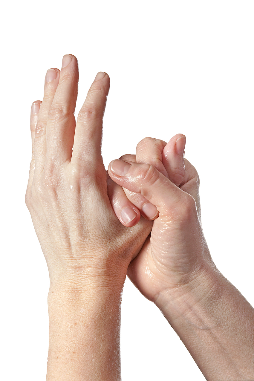   Bild som visar handdesinfektion