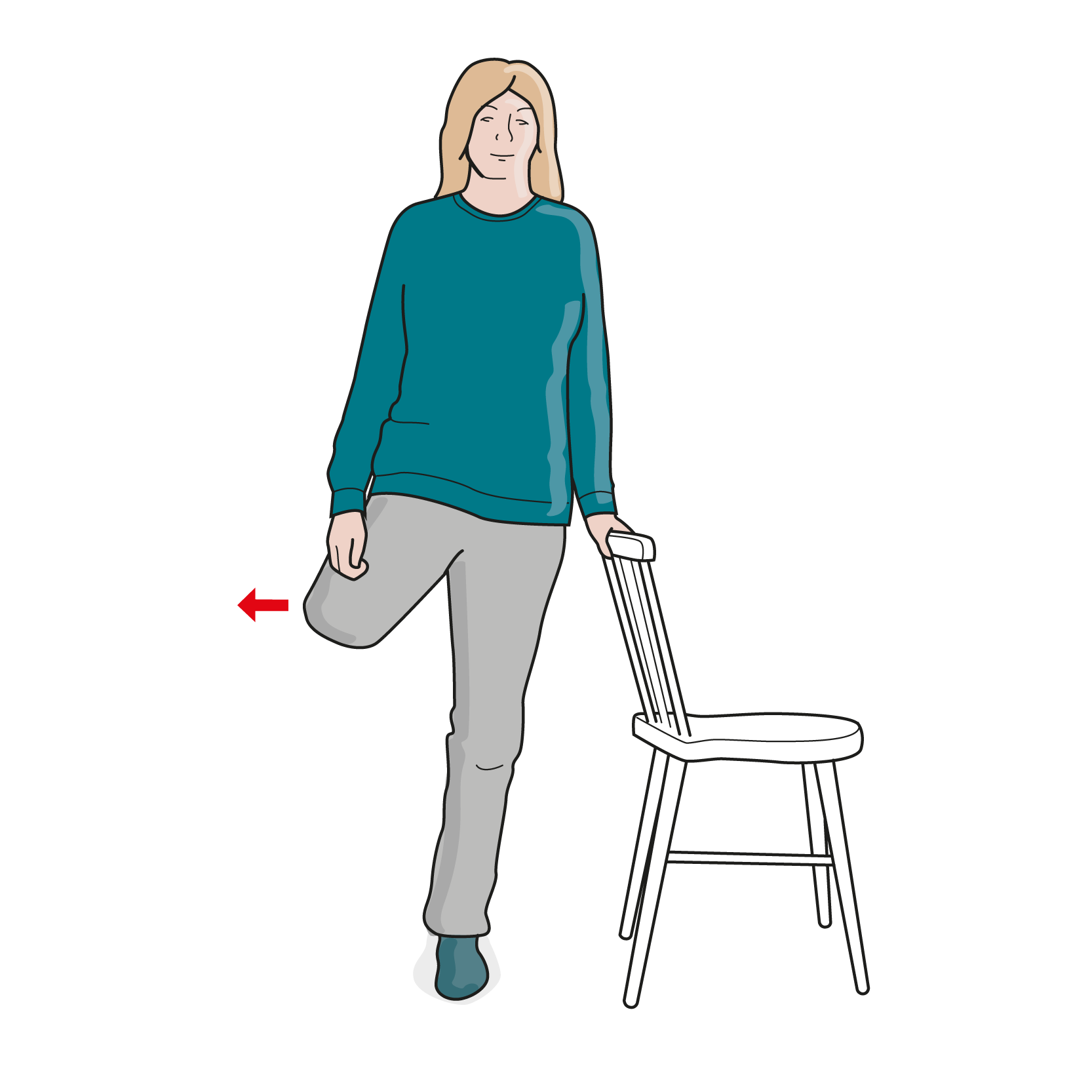 Träning efter lårbensamputation.