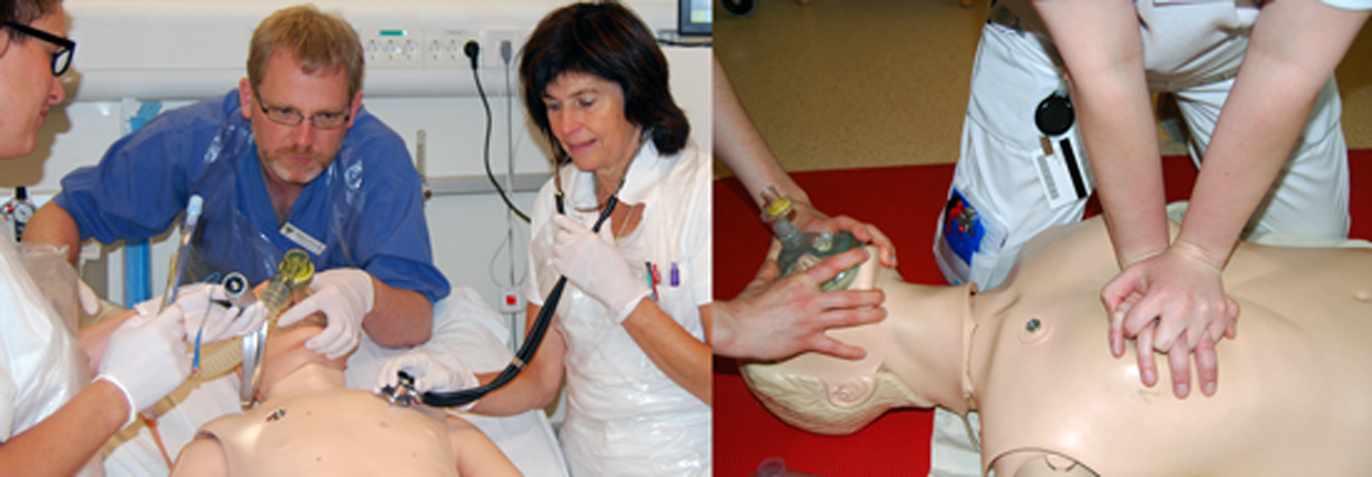 Bild som visar olika träningsmoment på kliniskt träningscentrum