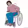 Bild som beskriver hur man på egen hand kan flytta längre bak i rullstolen genom skinkgång. 