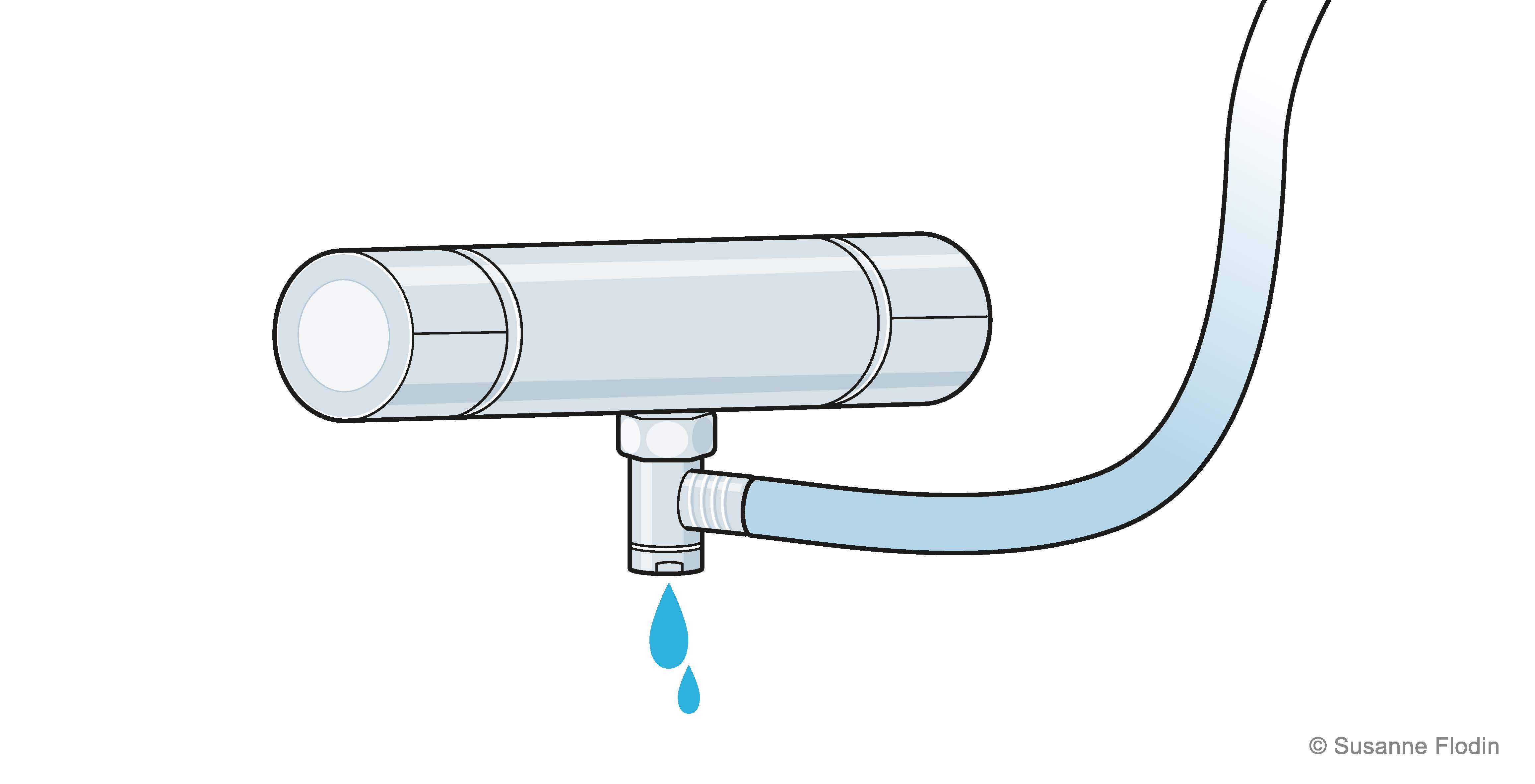 Duschblandare med dräneringsventil.